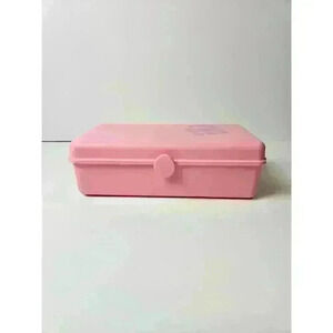 Vintage 80s 90s Pink Mini Caboodle Case Make Up Jewelry With Mirror Rare